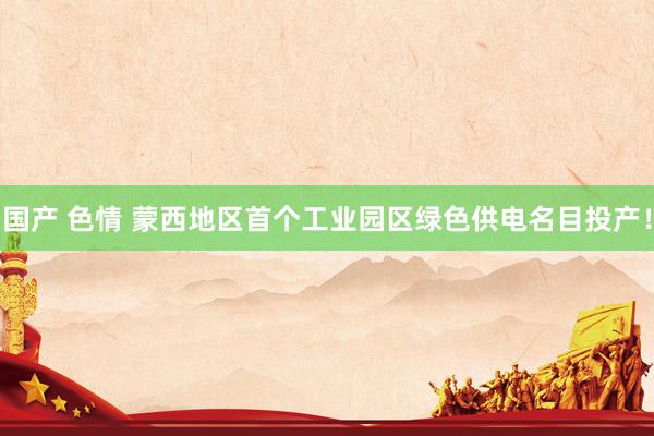 国产 色情 蒙西地区首个工业园区绿色供电名目投产！
