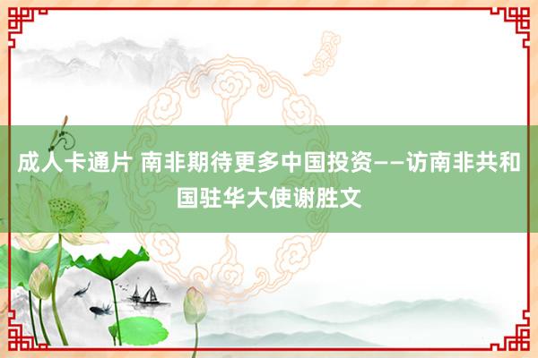 成人卡通片 南非期待更多中国投资——访南非共和国驻华大使谢胜文