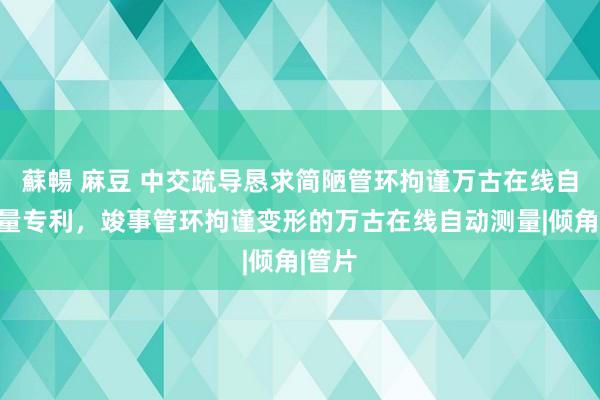 蘇暢 麻豆 中交疏导恳求简陋管环拘谨万古在线自动测量专利，竣事管环拘谨变形的万古在线自动测量|倾角|管片