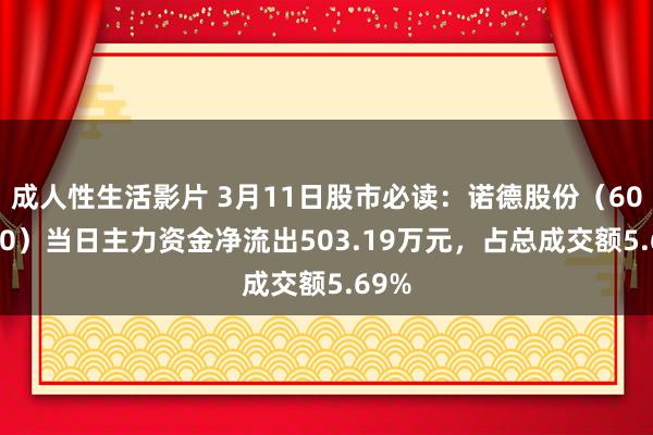 成人性生活影片 3月11日股市必读：诺德股份（600110）当日主力资金净流出503.19万元，占总成交额5.69%