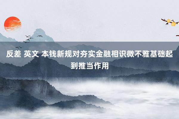 反差 英文 本钱新规对夯实金融相识微不雅基础起到推当作用
