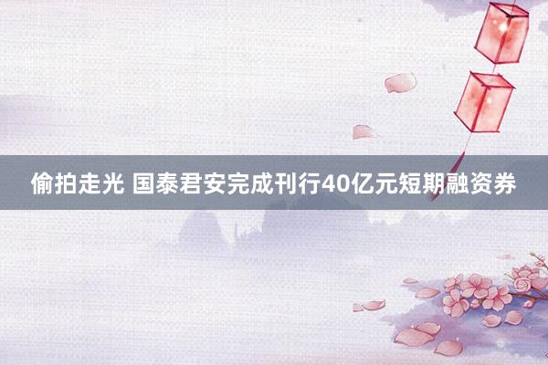 偷拍走光 国泰君安完成刊行40亿元短期融资券